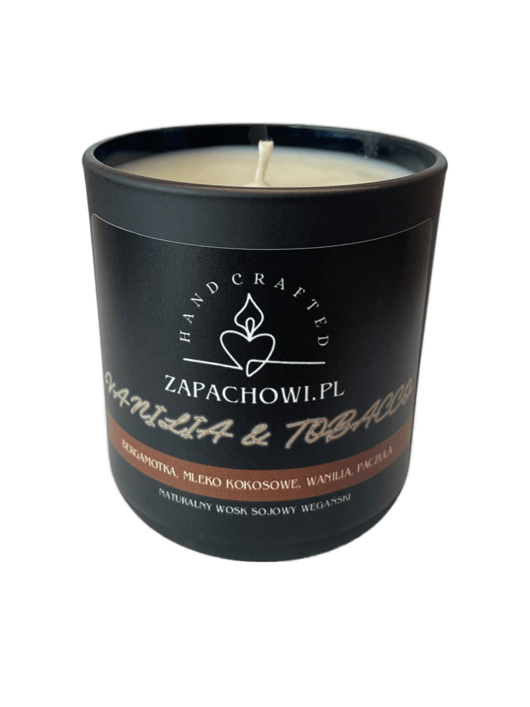 Duża Świeczka sojowa zapachowa - Vanilla & Tobacco (260ml)