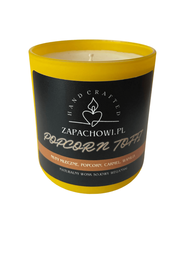 Duża Świeczka sojowa zapachowa - Popcorn Toffi (260ml)