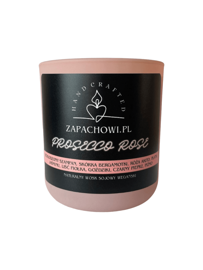 Duża Świeczka sojowa zapachowa – Prosecco Rose (260ml)